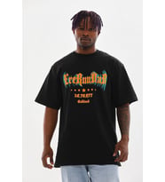 Erkek Baskılı T-Shirt Kısa Kol Bisiklet Yaka Rahat Kalıp Tişört - Siyah
