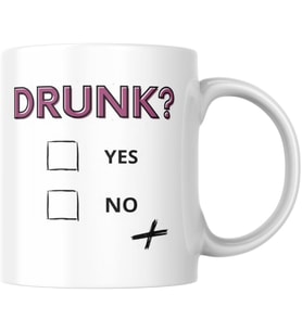 Lexroo Drunk Yes Or No Komik Baskılı Kupa Bardak Hediyelik Çay Kahve Kupası Coffee Mug