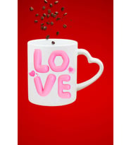 Love Baskılı Sevgiliye Hediye Kalp Kupa Bardak Porselen Çay Kahve Fincanı