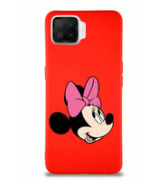 Oppo A73 Soft Premier Kapak Minnie Mouse-A Tasarımlı Silikon Kılıf - Kırmızı (Şeffaf)