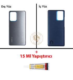 Xiaomi Mi 11T PRO Meteor Gri Arka Pil Kapağı Batarya Kapağı Lazer Kesim + B-7000 Yapıştırıcı