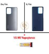 Xiaomi Mi 11T PRO Meteor Gri Arka Pil Kapağı Batarya Kapağı Lazer Kesim + B-7000 Yapıştırıcı