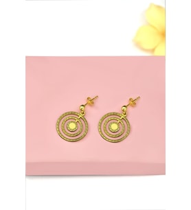 925 Ayar Gümüş Gold Kaplama Greek Desenli İç İçe Daire Top Küpe