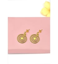 925 Ayar Gümüş Gold Kaplama Greek Desenli İç İçe Daire Top Küpe