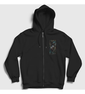 Presmono Unisex Siyah Spine Meshuggah Fermuarlı Kapüşonlu Sweatshirt 164928tt