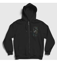Presmono Unisex Siyah Spine Meshuggah Fermuarlı Kapüşonlu Sweatshirt 164928tt