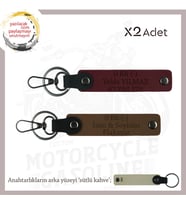 Motosiklet Tutkunlarına, İsim Plaka ve 0 Rh (-) Kan Grubu Yazılı Deri x2 Anahtarlık, Kahve-Bordo-SK (Çok Renkli)