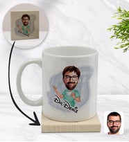 BK Gift Kişiye Özel Erkek Cerrah Karikatürlü Beyaz Kupa Bardak ve Ahşap Bardak Altlığı Hediye Seti - Model 1