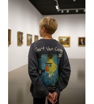 Erkek Çocuk Van Gogh Baskılı Tasarım Sweatshirt (Füme)