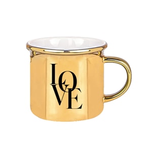 Porselen Altın Enamel Kupa Bardakı-baskı dahil-3 adet