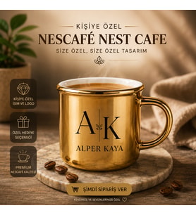 Porselen Altın Enamel Kupa Bardakı-baskı dahil-3 adet