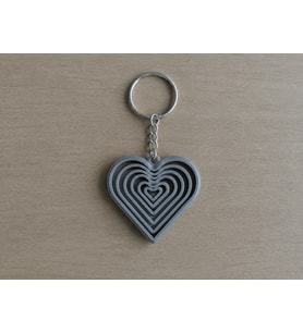 3D Baskı Kalp Fidget Anahtarlık - Hareketli Stres Oyuncağı ve Çanta Süsü-Gri