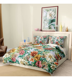 Monohome Premium Luxury Çift Kişilik Nevresim Takımı 3D Pamuk Saten Daisy (Çok Renkli)