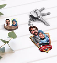 BK Gift Kişiye Özel İsimli Sevgililer Karikatürlü Ahşap Anahtarlık-59