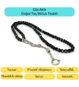 Sertifikalı Göz Akik 6mm 99luk Doğal Taş Tesbih