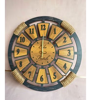Kişiye Özel Halatlı Dekoratif Ahşap Duvar Saati 40 cm