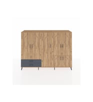 Hyperion Dolap 12 Raflı 2 Çekmeceli 7 Kapaklı 220x44x163 Çam-Çam/Antrasit