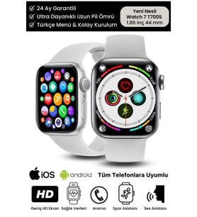 Su Geçirmez 45mm T700s Watch 7 Ios Android Sağlık Sensörlü Bluetooth Aramalı Alarm Akıllı Saat