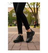 Ayakmod 020-Cilt G Siyah Hafif Esnek Unisex Spor Ayakkabı (Siyah-Siyah)