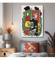 Tekli Dikey Kanvas Tablo Ünlü Eserler Fernand Leger Le Vase Noir
