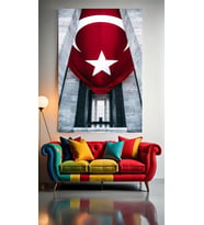 ŞANLI TÜRK BAYRAĞI V1 Ev Duvar Salon Güzellik Salonu Ofis Dükkan Dekarasyon Kanvas Tablo (Çok Renkli)