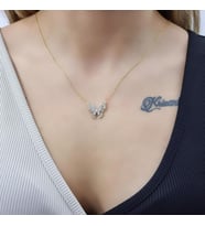 Kelebek Çift Katlı 18K Altın Kaplama Kolye (Karışık)