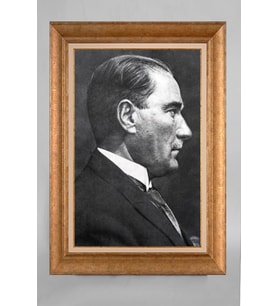 Altın Varaklı Paspartulu Çerçeveli Atatürk Tablo nt948