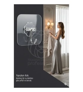 Şeffaf Yapışkanlı Askı, Mutfak Banyo Duvar Askısı, Çivisiz Pratik Kanca Seti
