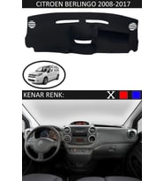 Citroen Berlingo 2008-2017 Için Uygun Torpido Koruma Halısı Siyah Kenar Renk Siyah