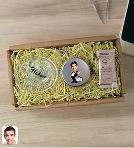 BK Gift Kişiye Özel DTF The Baba Karikatürlü Cam Kahve Fincanı & Türk Kahvesi & Gümüş Metal Kutuda Mum Hediye Seti-2, Babaya Hediye, Babalar Günü Hediyeleri