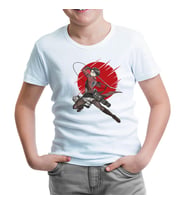 Attack on Titan Levi - Red Moon Beyaz Çocuk Tshirt