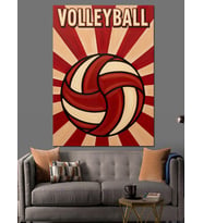 Vintage Voleybol Topu Posteri Dekoratif Kanvas - Mdf Ahşap Tablo
