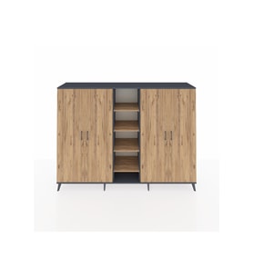 Hyperion Dolap 12 Raflı 4 Kapaklı 220x44x163 Antrasit-Çam