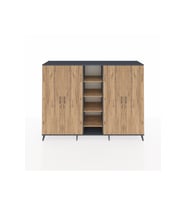 Hyperion Dolap 12 Raflı 4 Kapaklı 220x44x163 Antrasit-Çam