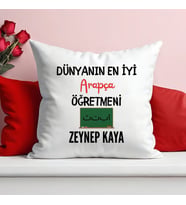 Dünyanın En İyi Arapça Öğretmeni Baskılı Elyaf Dolgulu Saten Hediye Yastık