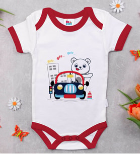 BK Kids Sevimli Sürücü Tasarımlı Kırmızı Bebek Body Zıbın-1