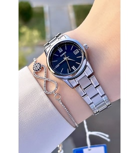 Casio CSISTE70 Kadranı Lacivert Kordonu Gümüş Renk Hediye Paketli Kadın Kol Saati ve Bileklik