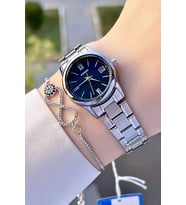 Casio CSISTE70 Kadranı Lacivert Kordonu Gümüş Renk Hediye Paketli Kadın Kol Saati ve Bileklik