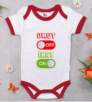 BK Kids Umut Off Tasarımlı Kırmızı Bebek Body Zıbın-1