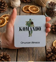 Kişiye Özel Komando Bardak Altlığı  Hediyesi (Beyaz)