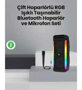 Taşınabilir Şarjlı Hoparlör Usb, Sd Kart, Aux Girişli
