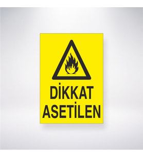 Dikkat Asetilen 21x28 Arkası Yapışkanlı Levha