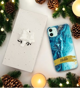 Mavi Kumsal Tasarımlı Kişiye Özel Şeffaf Telefon Kılıfı (Tüm Telefon Modelleri Mevcuttur.) - Hediye Kutulu