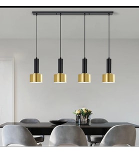 Rsylight Retro Metal Masa Üstü Dekoratif Rustik 4 Lü Siyah Gold Sıralı Avize