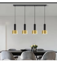 Rsylight Retro Metal Masa Üstü Dekoratif Rustik 4 Lü Siyah Gold Sıralı Avize