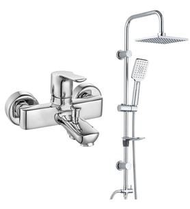 ECA Luna Banyo Bataryası+T-MAY Banyo Belen Kare Tepe Duş Takımı Seti Paslanmaz K (Krom)
