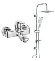 ECA Luna Banyo Bataryası+T-MAY Banyo Belen Kare Tepe Duş Takımı Seti Paslanmaz K (Krom)