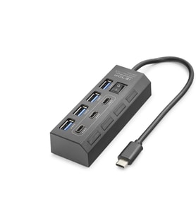 Type-C 3.2 Gen1 Anahtarlı Hub 7 Port 5 Gbps Siyah HDX7057