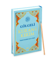 Kalemle Yazılabilen Orta Boy Gölgeli Kuranı Kerim Mavi