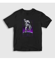 Presmono Unisex Çocuk Siyah Skater Astronaut Uzay T-Shirt 290001tt